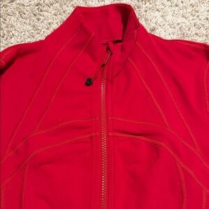 Dark-red define jacket lululemon size 6! Softer fabric.